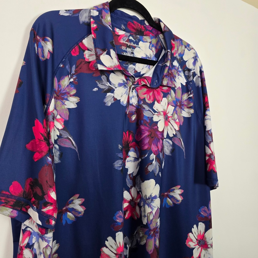 Tommy Bahama IslandZone Polo Women 3XL Navy Floral Short Sleeve Shirt Tropical - Picture 3 of 11